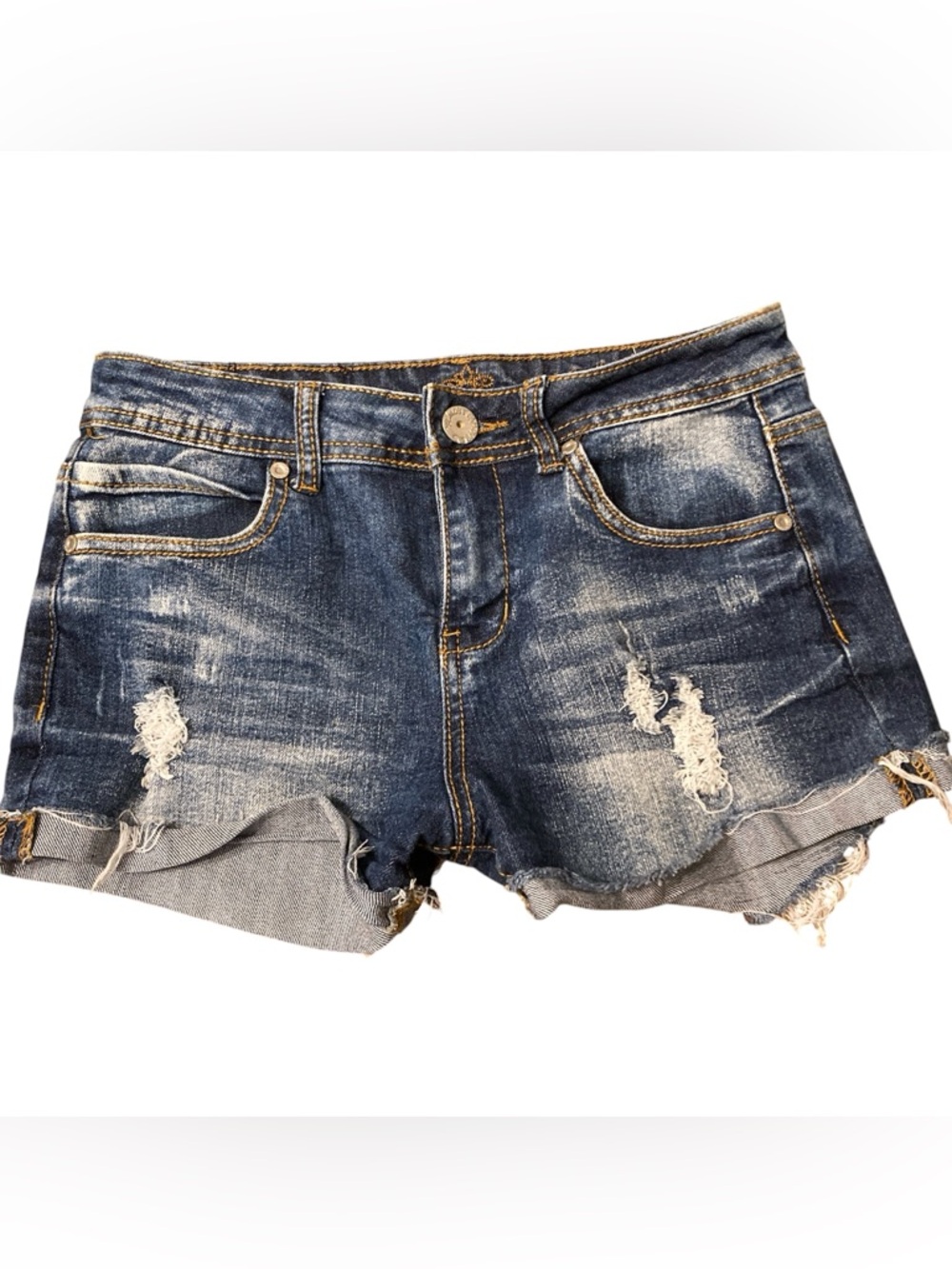 Almost Famous Distressed Dark Blue Denim Cutoff Shorts